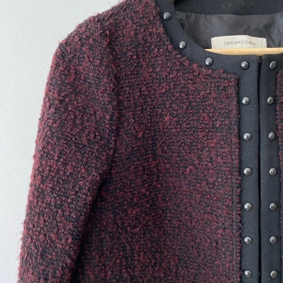 Gerard Darel Jacket Boucle Tweed Red UK 38 - Picture 5 of 12